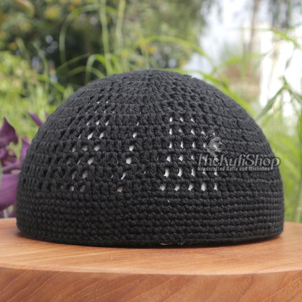 Muslim Black Kufi Skull Cap - Soft-cotton Islamic Prayer Beanie