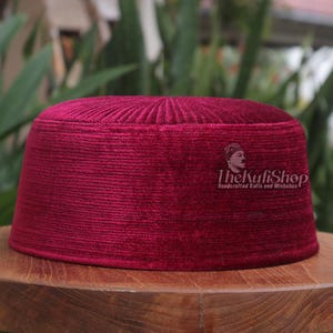 Chapéu de oração kufi muçulmano rígido marrom - boné kufi feito à mão de alta qualidade estilo turco e chenchen | Capa de cabeça masculina islâmica para salah/presente
