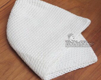 Cappello Kufi Bianco In Stile Turco Mercan Lavorato A Macchina