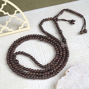 Muslim Naqshbandi Tariqah Tasbih Tamarind Wood | 6 mm Round Beads with 196-count Dhikr Sibha - Islamic Beaded Necklace Misbaha Gift Boxed
