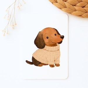 Bügelbilder Kinder Hund | Dackel Bügelbild | Niedlicher Dackel im Pullover | DTF Transfer | Baby- & Kinderkleidung