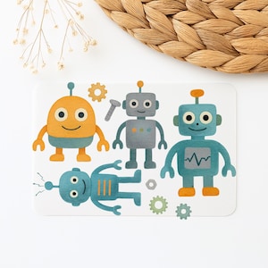 Roboter Bügelbild für Kinder | Bügelbilder Kinder | Bügelbild Technik| Bügelbild Planeten | Bild zum Aufbügeln | Bügelbilder Set Roboter