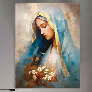 Mother mary our lady of grace | virgin mary watercolor painting, spiritual catholic prints, christian wall art, catholic wall art