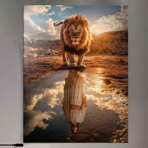 Lion of Judah Christian Wall Art: Jesus is King, Divine Reflection