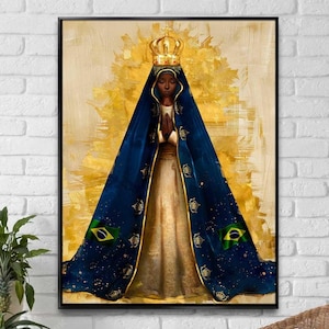 Our lady of aparecida religious wall art | abstract watercolor painting, spiritual catholic prints, christian wall art, catholic wall art