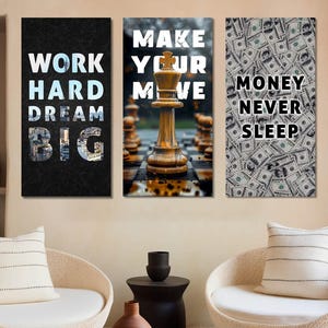 Inspirational Quote Prints: Home Office, Gym, Bedroom Wall Art Set