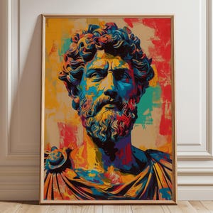 Marcus Aurelius Pop Art Canvas: Stoic Roman Emperor, Modern Wall Art
