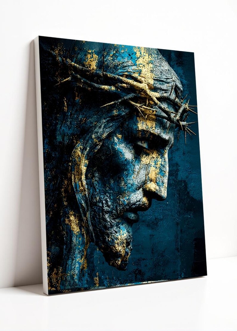 Jesus Christ Crown of Thorns Art Print – Textured Religious Wall Decor ...