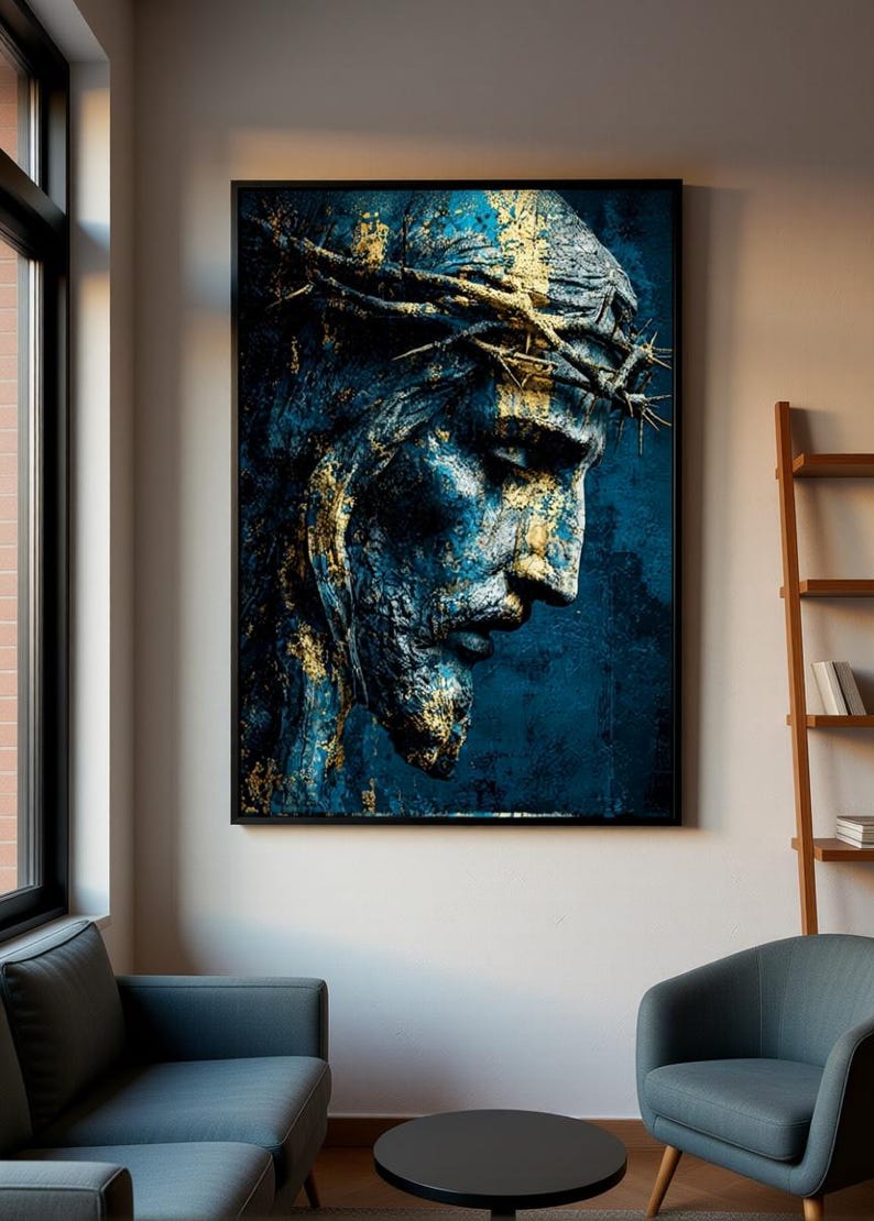 Jesus Christ Crown of Thorns Art Print – Textured Religious Wall Decor ...