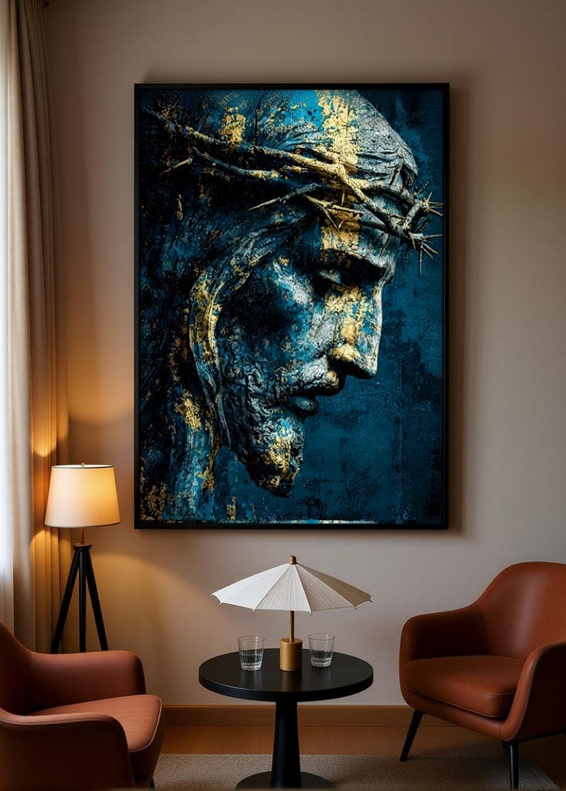 Jesus Christ Crown of Thorns Art Print – Textured Religious Wall Decor ...