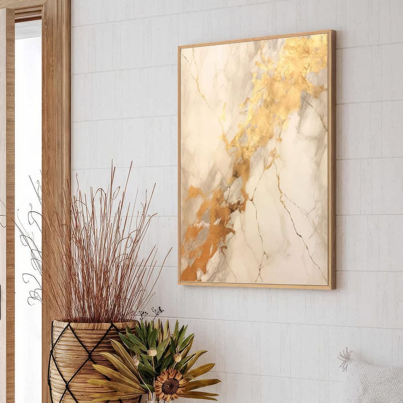 Beige Gold Abstract Wall Art Set of 3 Prints Neutral Nordic Prints ...