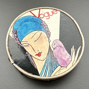 Miroir de poche double vintage Vogue Japan – Miroir de sac pliable doré avec une femme élégante