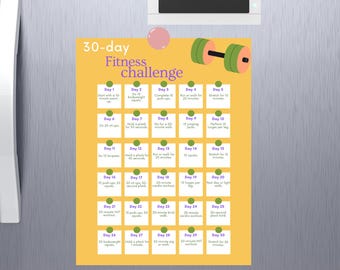 Desafío de fitness de 30 días para imprimir / Tareas de entrenamiento diarias / Mejore su salud y fuerza