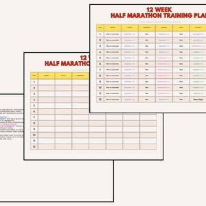 Beginner Half Marathon Training Plan | 12-Week Program with DIY Editable Log & Example | Perfect for New Runners