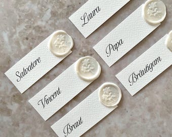 Place cards for weddings with wax seals | or for birthdays, baptisms and communions | Table cards | Name cards, minimalist and elegant