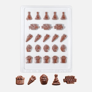 Molde de chocolate para cumpleaños/formas de fiesta, fácil de usar