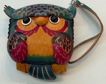 Leder Geldbörse, handgefertigte Eule aus echtem Leder
