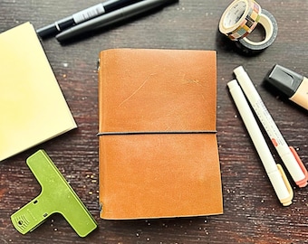 A6 BiFold Leather Refillable Journal Cover with free personalization