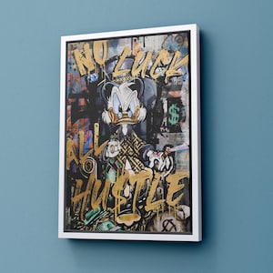 Banksy Donald Duck Graffiti Pop Art Canvas, Banksy Style Pop Art, Donald Duck Pop Art , Street Graffiti Wall Art, Donald Duck Poster