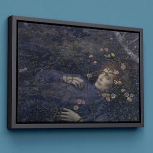 Fallen Man covered with Flowers and Thorns - Dark Aesthetic Baroque Wall Decor, Pre-Raphaelite Renaissance Vintage Victorian Era Painting