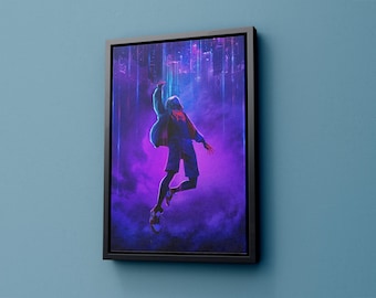 Spiderman Verse Miles Morales Poster,Miles Morales Canvas,Spiderman Canvas Print ,Spiderman Poster,Marvel Poster,Gift for Kids,Ready to Hang