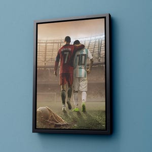 Lionel Messi & Ronalo Kunst Leinwand-Die beiden besten Spieler Kunst Poster/gedrucktes Bild Wand Kunst Dekoration POSTER oder CANVAS BEREIT zum Aufhängen