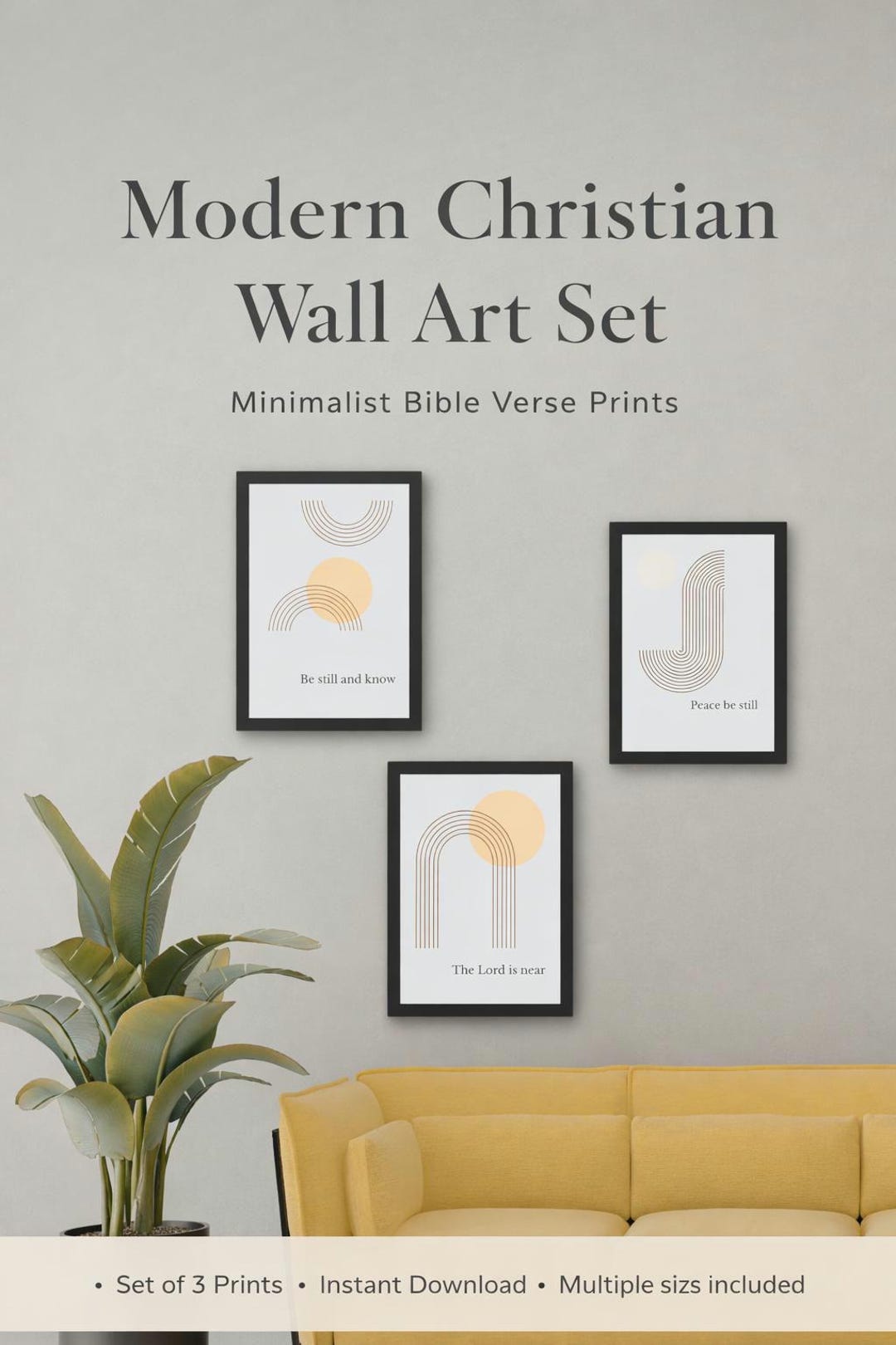 Modern Christian Wall Art Set of 3, Minimalist Bible Verse Prints ...