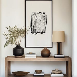 Minimalist Black and White Monotype print | Monochrome Abstract Print | Handmade Modern Wall art