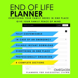 End of Life Planner Fillable HTML File | Customizable Medical, Legal, and Financial Organizer, In Case I Die, Before Death Planner Template