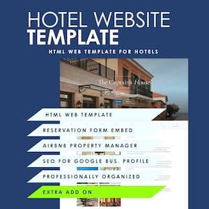 Hotel Website Template • Booking Website • HTML Booking System for Airbnb Rentals • Property Management App •  Direct Bookings