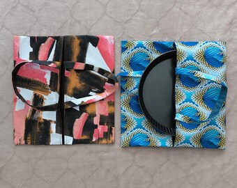 Porta tartas reversible con estampado de cera: práctico y colorido porta tartas hecho a mano.
