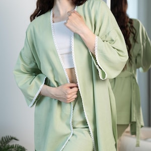 Linen Kimono Pajamas set