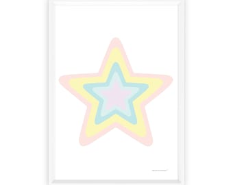 Rainbow Star (Pastel Pink) Instant Digital Download Print | Instant Art | Printable Wall Decor