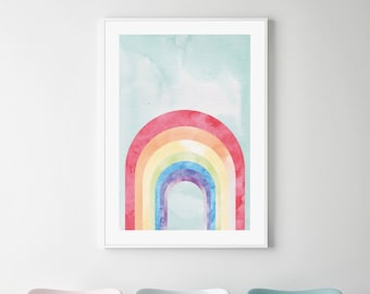 Aqua Skies - Abstract Rainbow Watercolour Wall Art Print | Watercolor Print | Abstract Art | Watercolor Art | Modern Decor | Pastel Wall Art