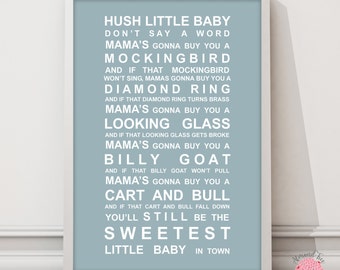 Hush Little baby - nursery rhyme print