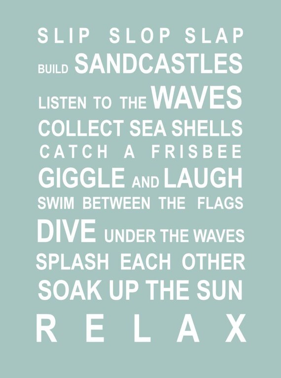 A5 Ungerahmt Wand Kunst Druck Strand Regeln Typografie Bus Etsy