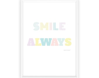 Smile Always Instant Digital Download Print | Instant Art | Printable Wall Decor