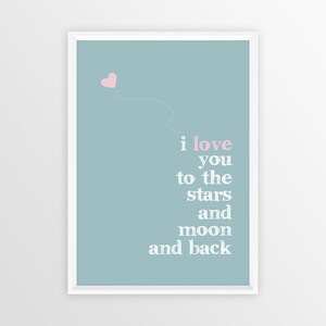 A3 Poster I love you to the stars and Moon Duck Egg with pink