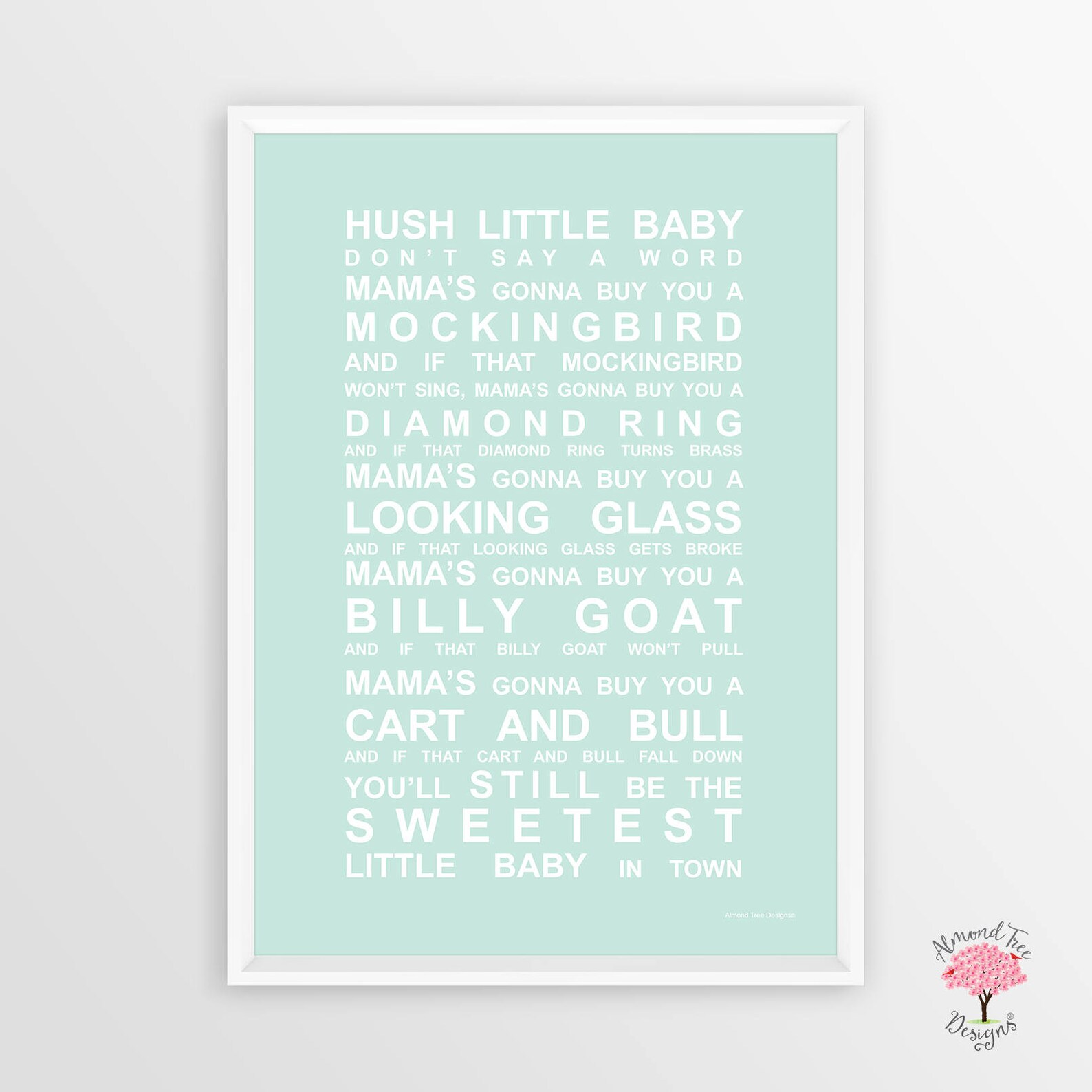 Hush Little Baby Nursery Wall Art Instant Digital - Etsy