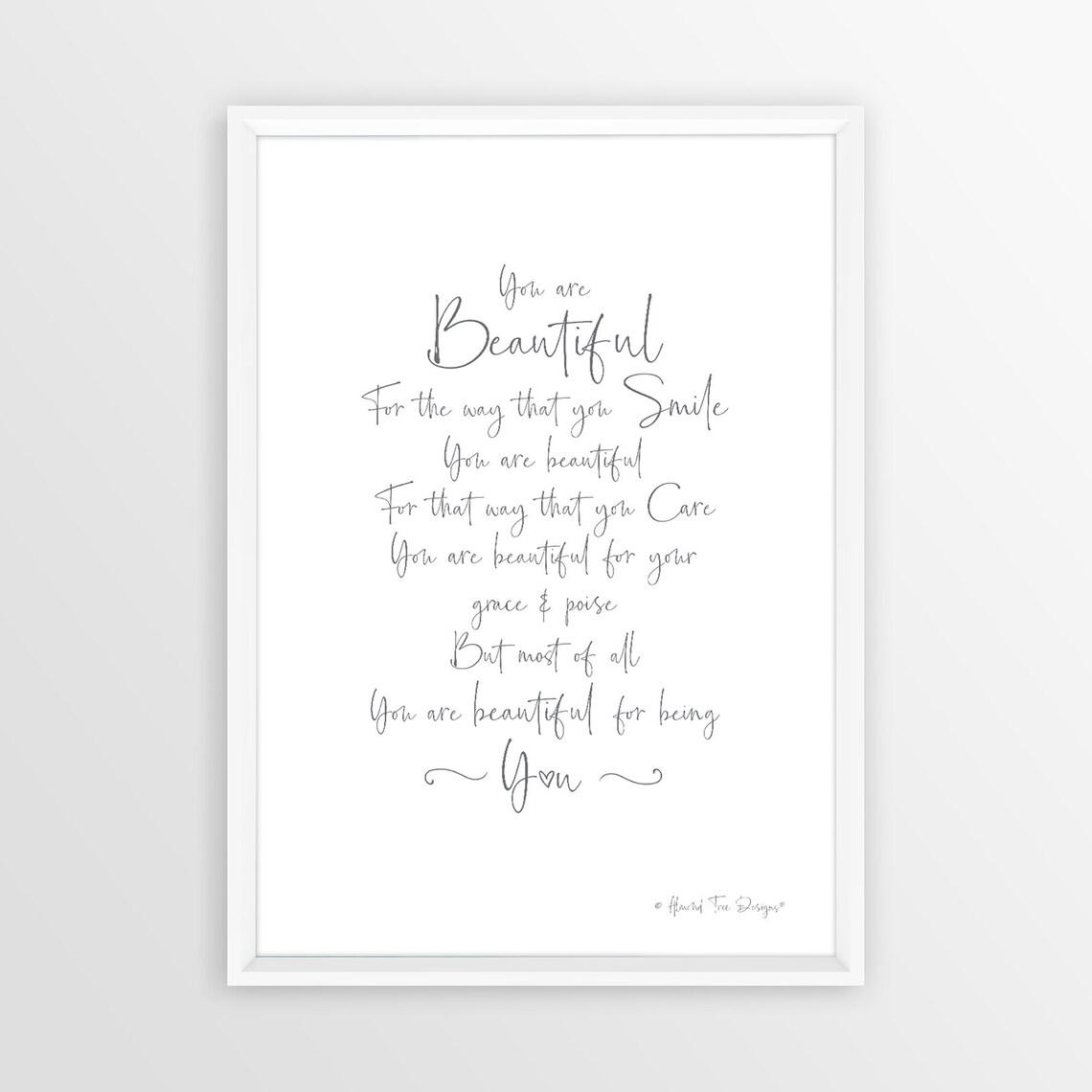 You are Beautiful for Being You Wall Art Print Inspirational Etsy