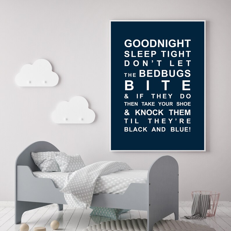 Goodnight Sleep Tight Nursery Rhyme Print Kids Room Decor Etsy
