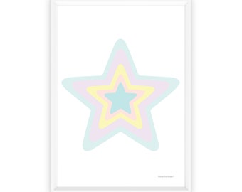 Rainbow Star (Pastel Blue) Instant Digital Download Print | Instant Art | Printable Wall Decor