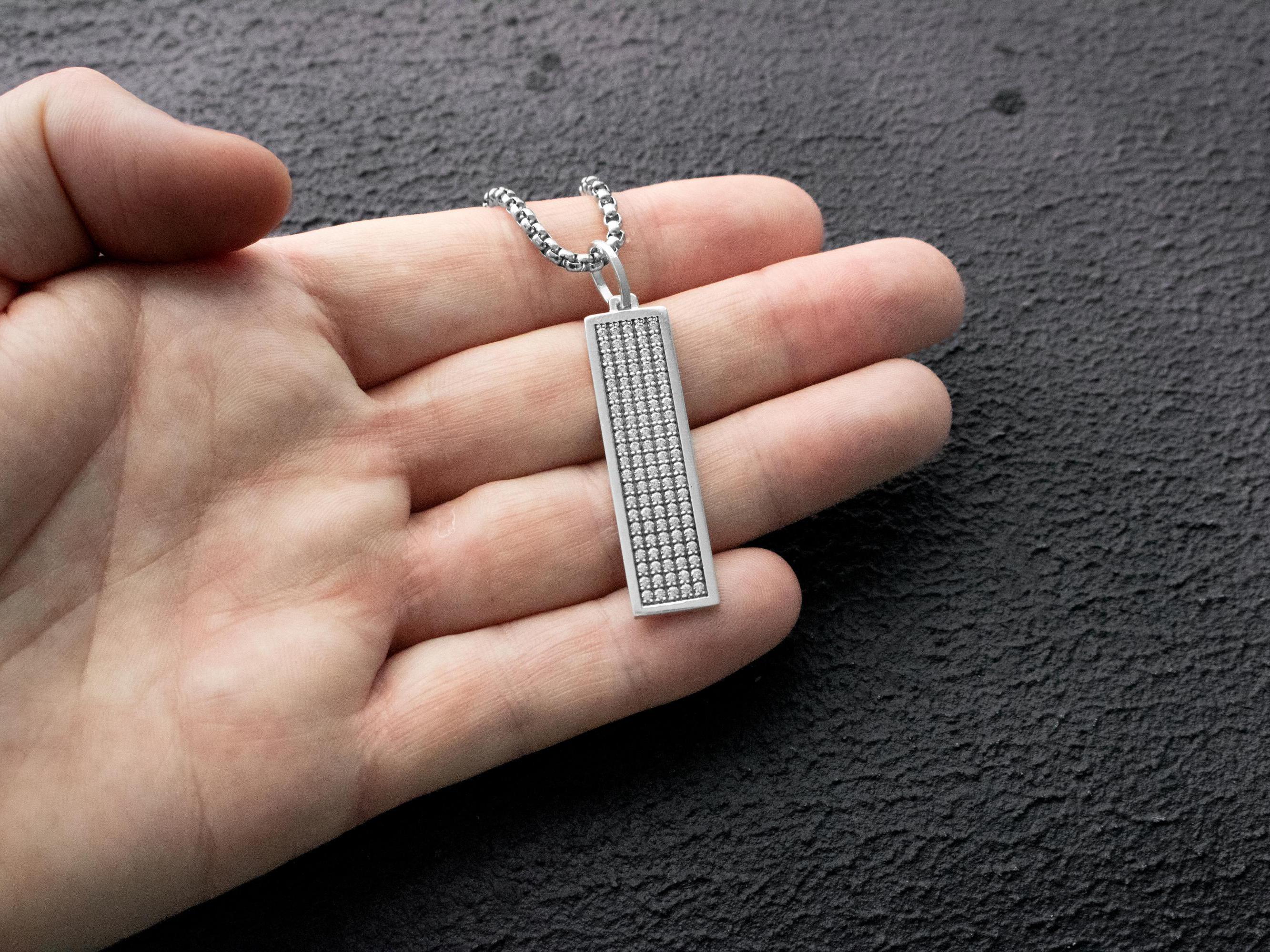 Collana pendente barra in acciaio inossidabile, 2 pezzi