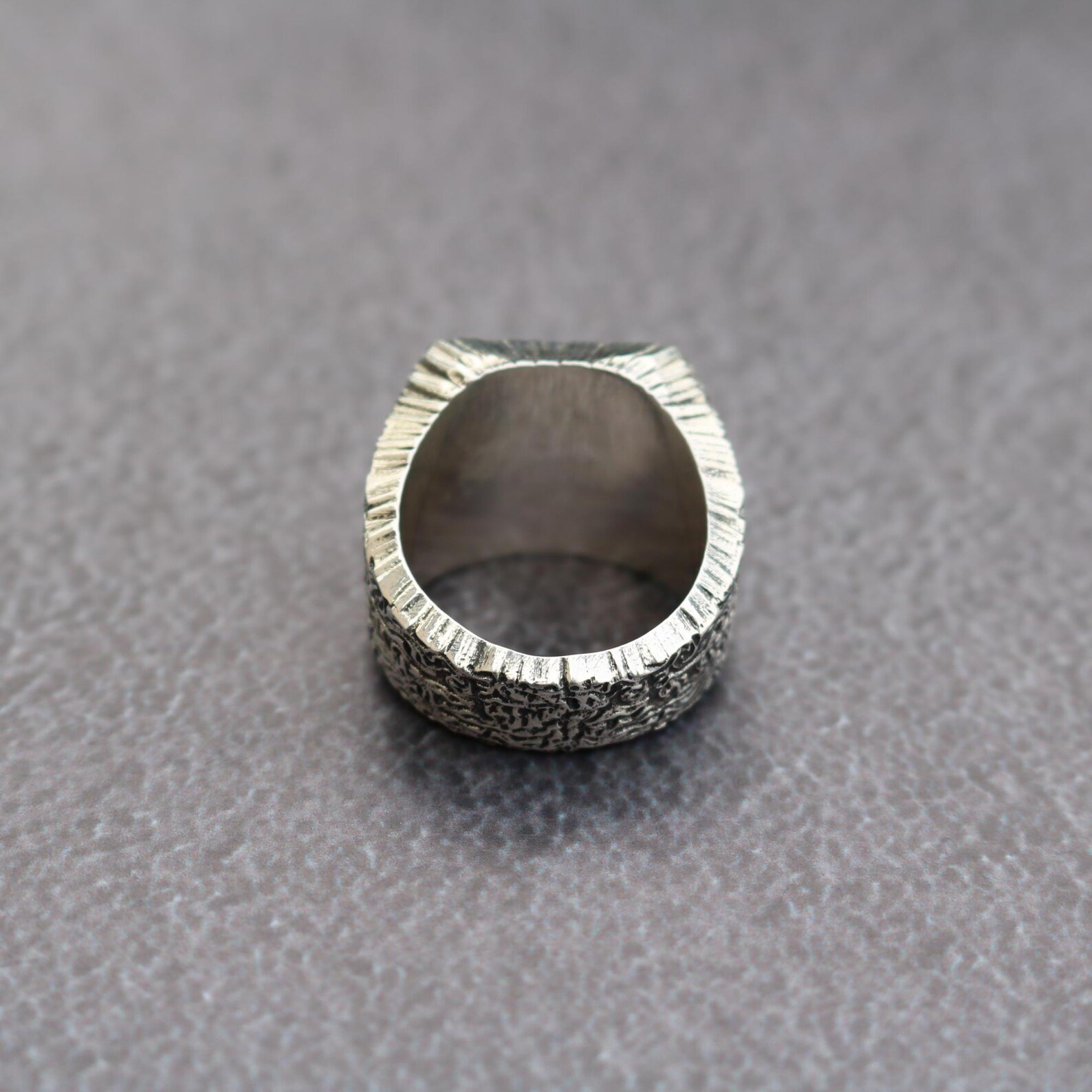Chunky Engraved Sterling Silver Mens Signet Ring, Vintage Aztec Native ...