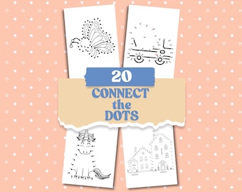 Jeu d'activités point à point : 20 pages à imprimer, animaux, camions (PDF + PNG)