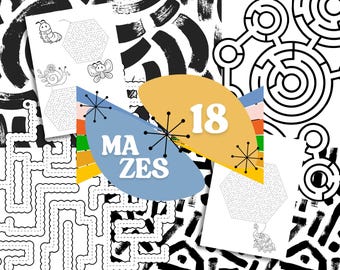 Labyrintaktivitetspaket: 18 utskrivbara labyrinter för barn (PDF + PNG)