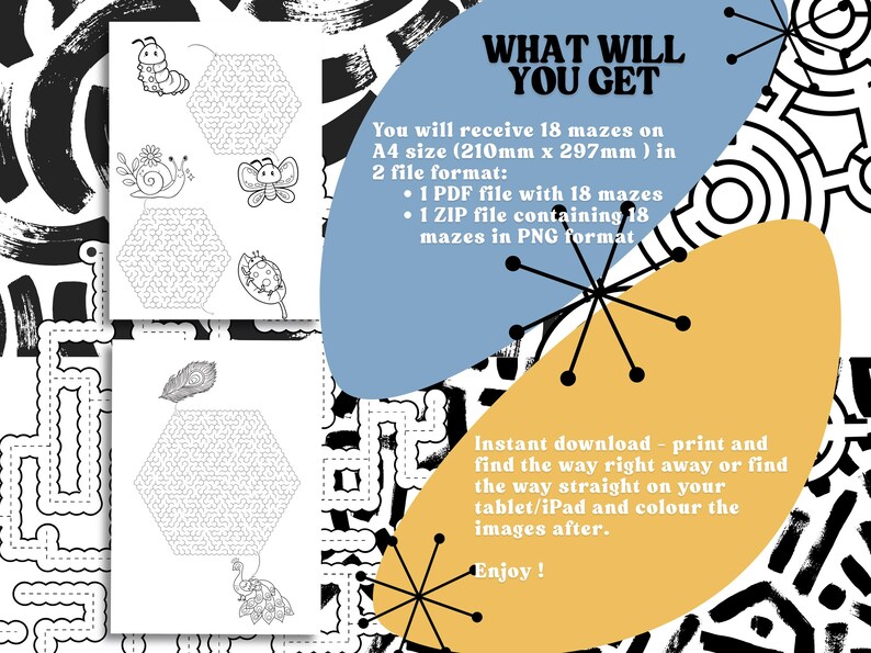 Maze Activity Pack: 18 Printable Mazes for Kids (PDF + Pngs) - Etsy