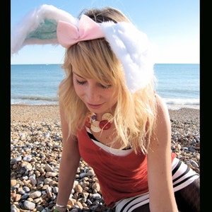 White Rabbit Long and bendable luxury rabbit ears headband Peppermint image 2