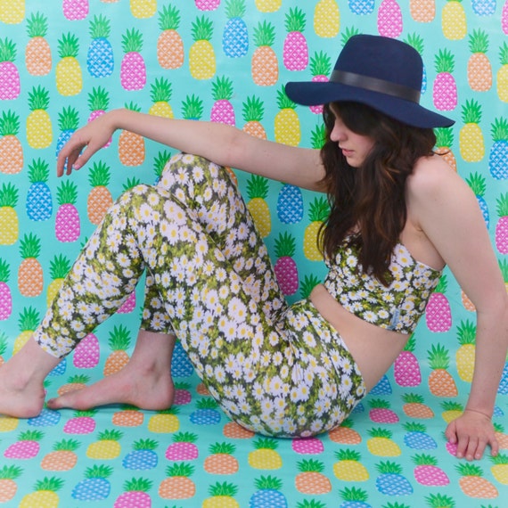 Daisy Print Leggings Etsy Canada
