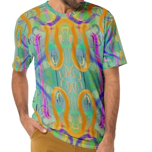 Festival Tee – Trippy Rave Shirt for Men • Unisex Tropical Streetwear • Psychedelic Blue Green Yellow Design